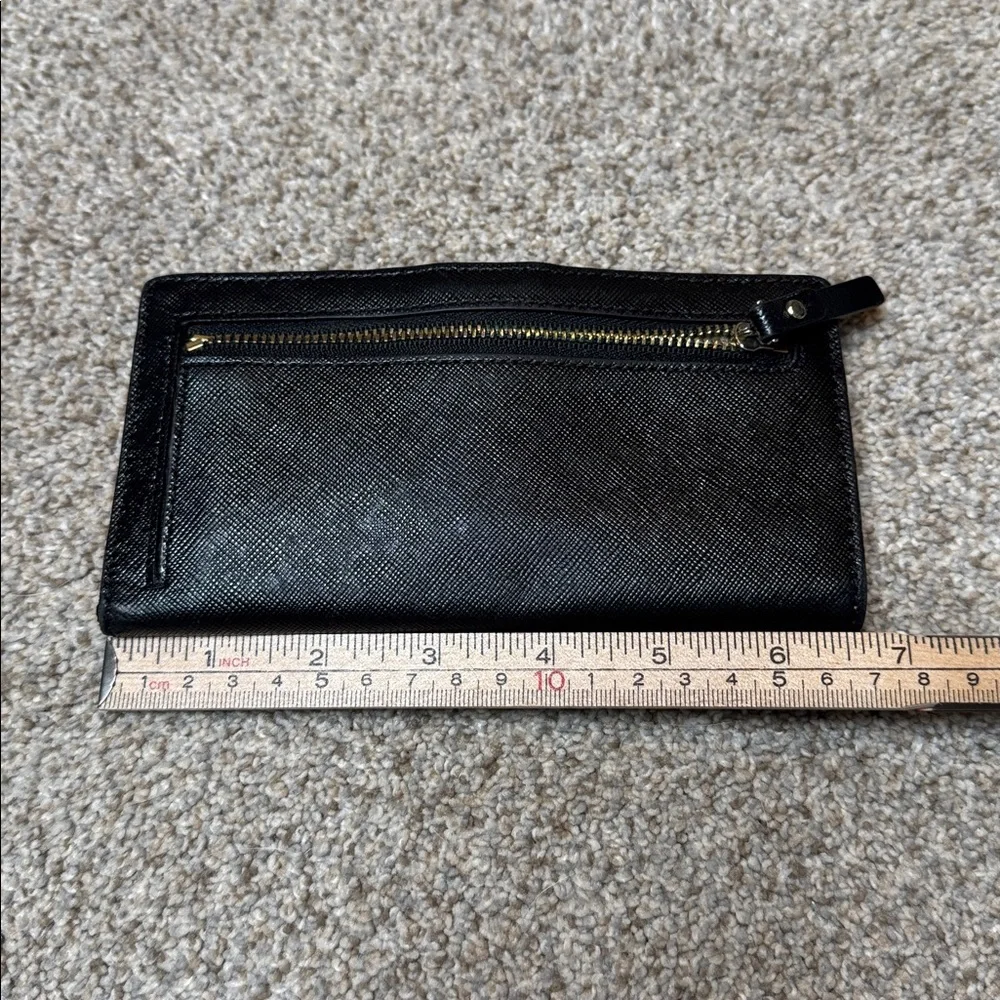 Kate Spade Staci Large Slim Bifold Wallet Black Saffiano Leather